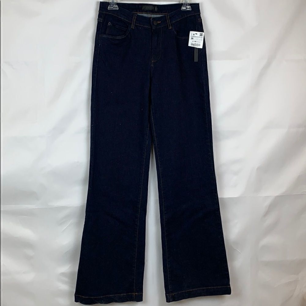 Zara Trafaluc wide leg high rise dark wash jeans